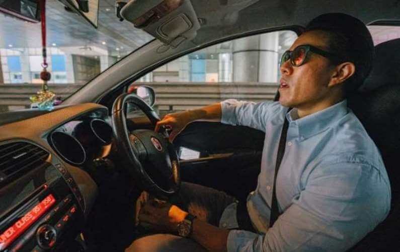 A driver at the wheel